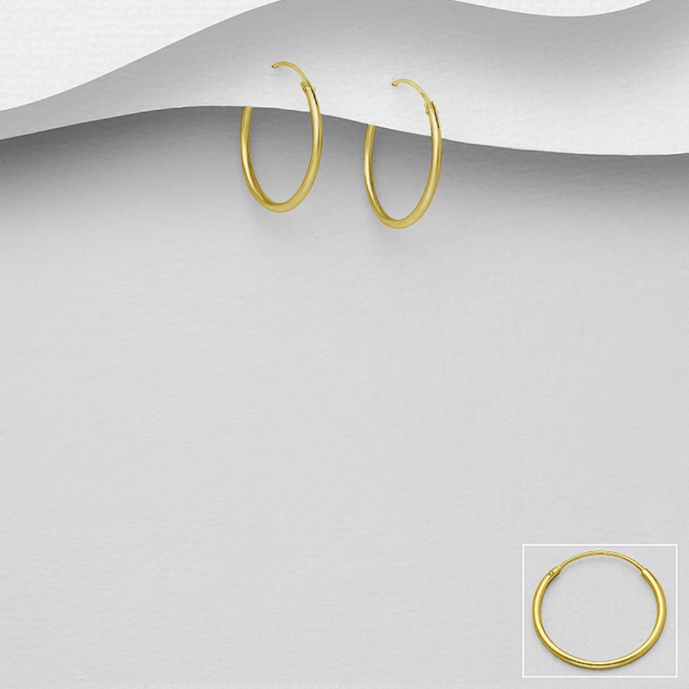 18k Gold Plated Sterling Silver Continuous Hoop Earrings